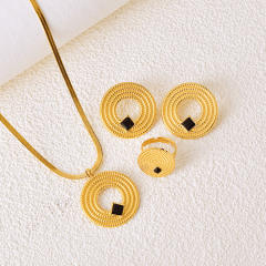 Concise geometric pendant stainless steel jewelry set