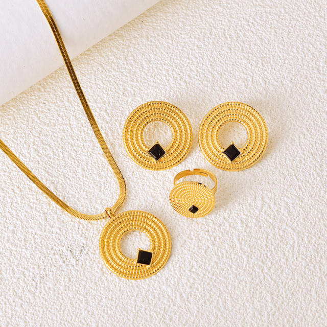 Concise geometric pendant stainless steel jewelry set