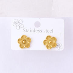 Hot sale white shell clover two layer stainless steel jewelry set