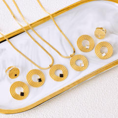 Concise geometric pendant stainless steel jewelry set