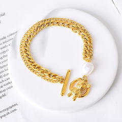 Korean fashion stereo cute bear pendant stainless steel jewelry set