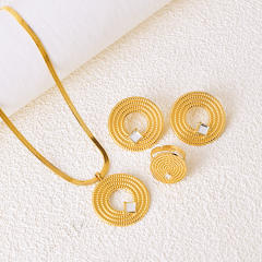 Concise geometric pendant stainless steel jewelry set