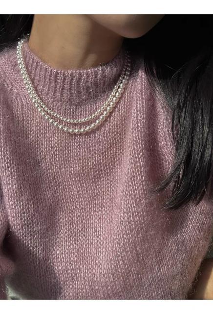 Classic two layer pearl bead 925 silver women necklace