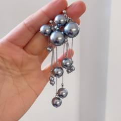 Elegant gray pearl dangle women earrings