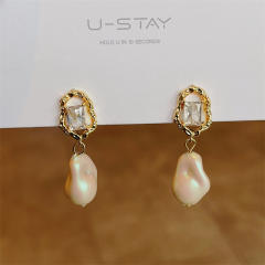 Handmade baroque pearl drop flower dangle earrings