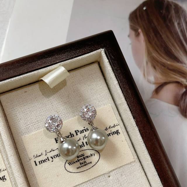 925 needle gray pearl women earrings