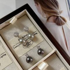 925 needle gray pearl women earrings