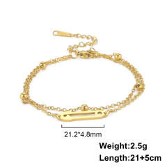 Dainty paperclip two layer stainless steel anklet