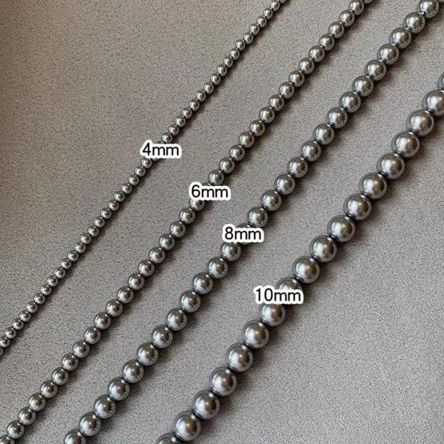 Elegant gray color pearl bead women necklace