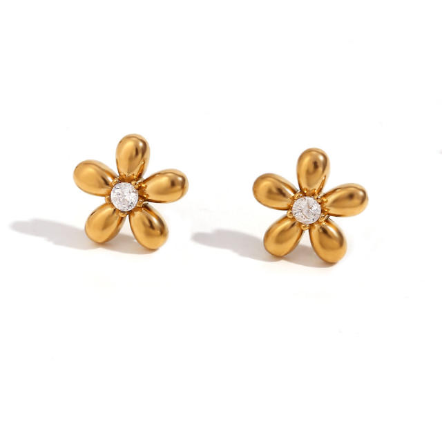 18KG cute mini diamond stainless steel studs earrings