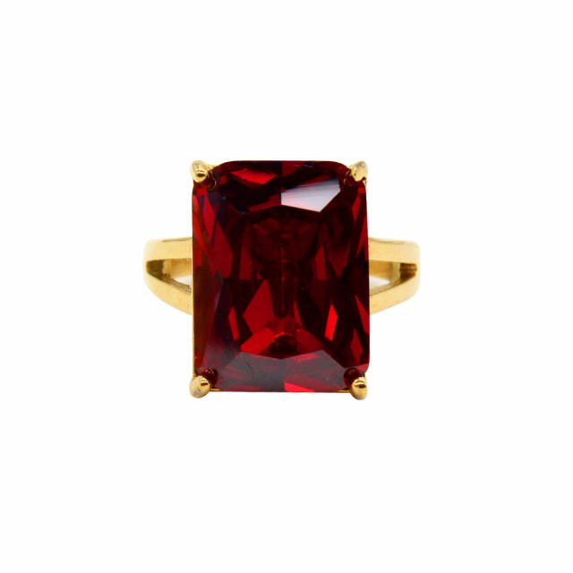 Hot sale ruby cubic zircon stainless steel finger rings