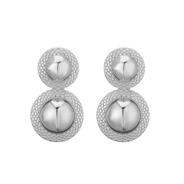 Chunky ball bead pearl ball gold plated copper earrings for women