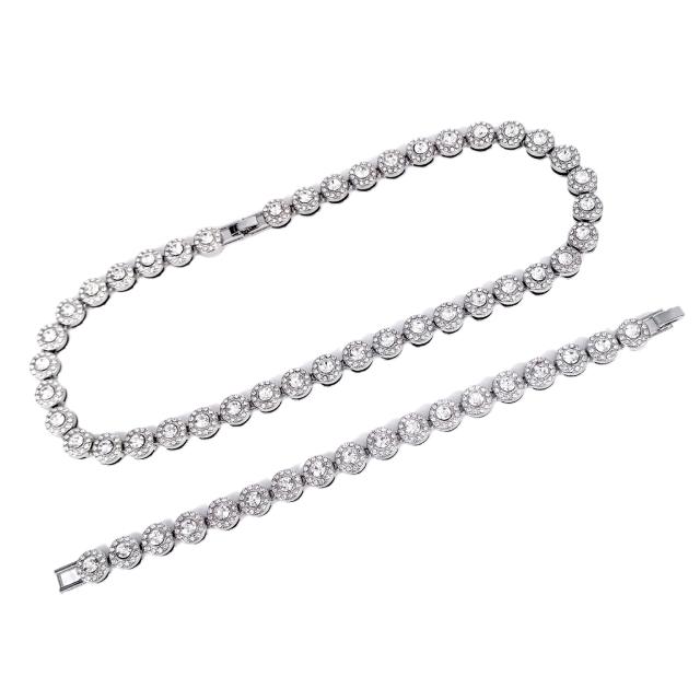 10mm round rhinestone delicate alloy chain necklace bracelet