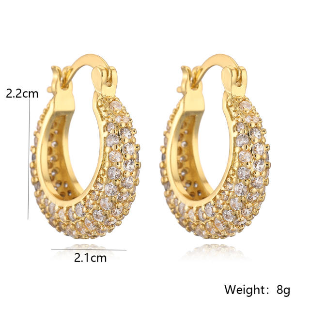 Delicate real gold plated copper diamond hoop earrings