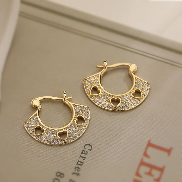 18KG geometric diamond copper earrings
