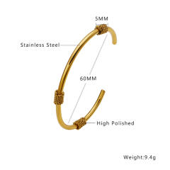 Hot sale knotted frosted stainless steel cuff bangles