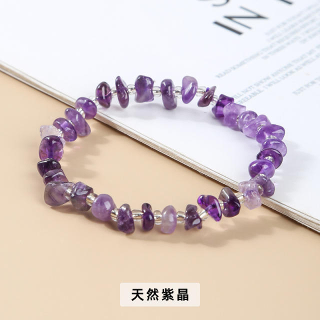 Natural crystal bead elastic bracelet for women