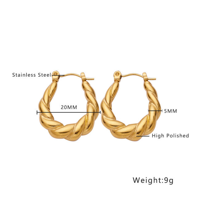 Vintage twisted smal hoop stainless steel earrings huggie earrings collection