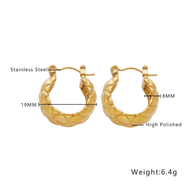 Vintage twisted smal hoop stainless steel earrings huggie earrings collection