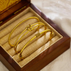 Hot sale knotted frosted stainless steel cuff bangles