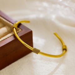 Hot sale knotted frosted stainless steel cuff bangles