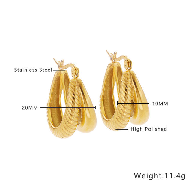 Vintage twisted smal hoop stainless steel earrings huggie earrings collection