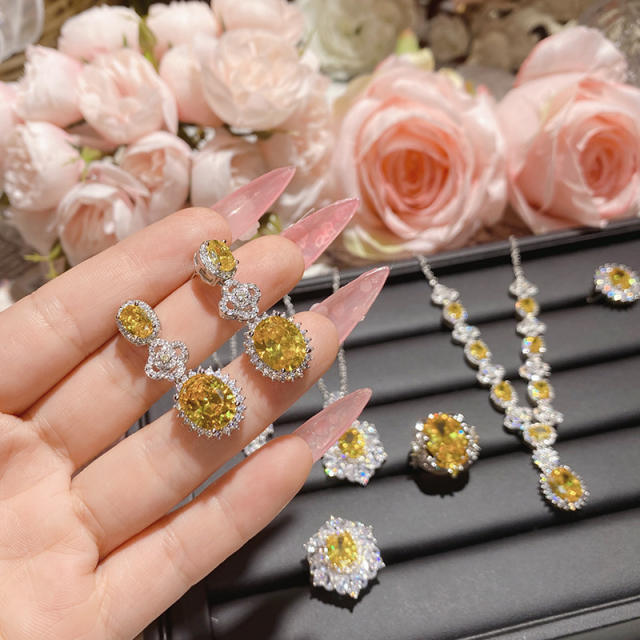 18KG delicate topaz series necklace earrings rings collection