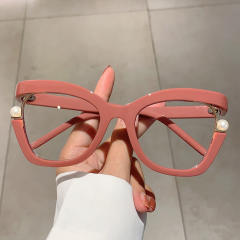 INS unique rainbow color pearl bead blue light glasses for women reading glasses
