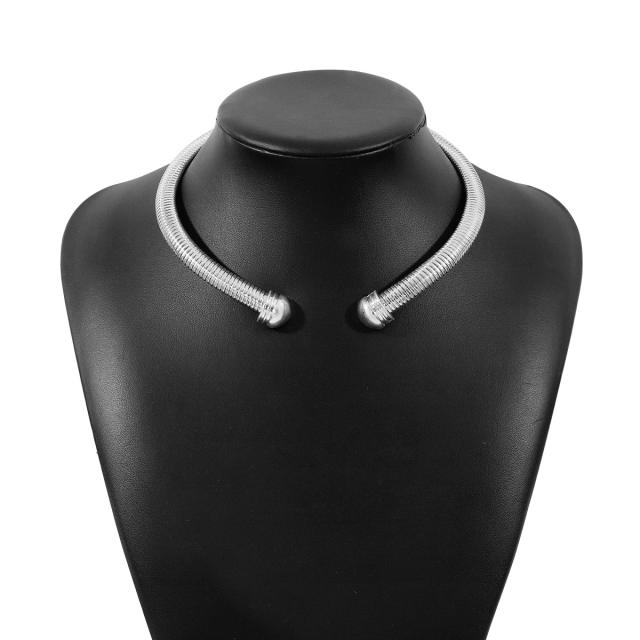 Creative simple gold silver color cable design metal choker necklace