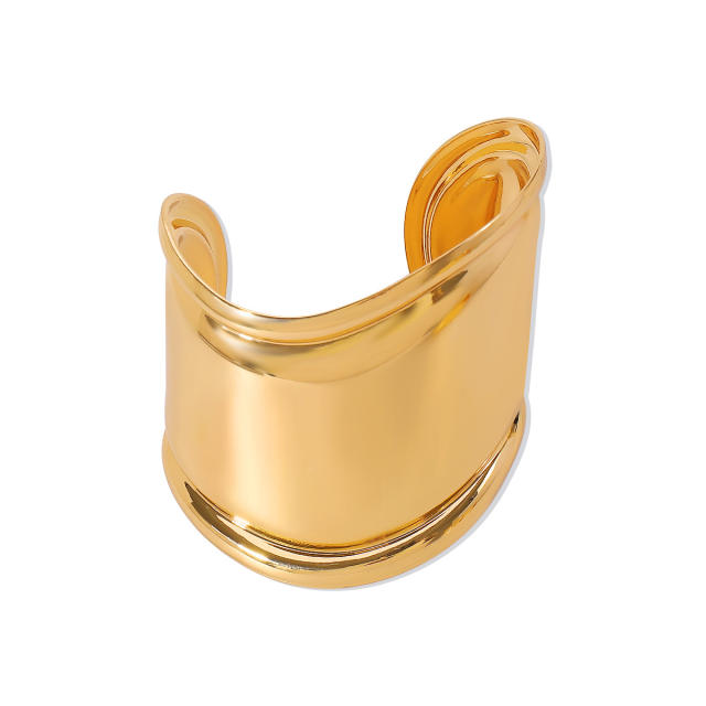 Chunky bolder design gold silver metal cuff bangles