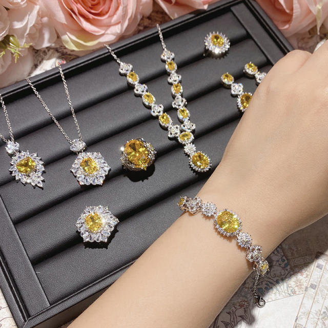 18KG delicate topaz series necklace earrings rings collection
