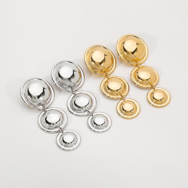 Chunky gold plated alloy geometric dangle earrings for women