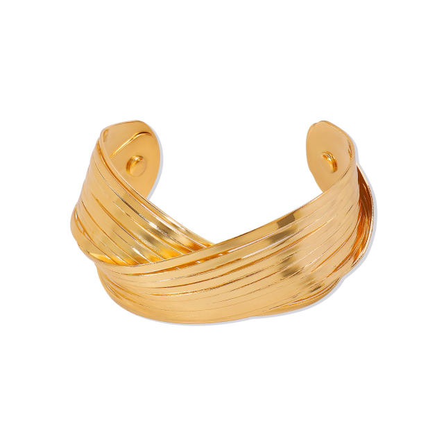 Chunky y2k cross design metal cuff bangles for women