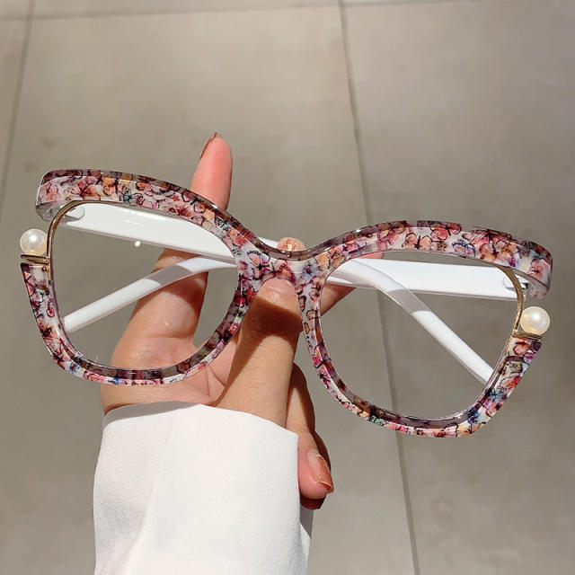INS unique rainbow color pearl bead blue light glasses for women reading glasses
