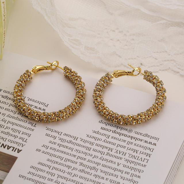 Delicate pave setting cubic zircon diamond geometric earrings for women