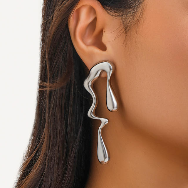 Hiphop chunky lava design women earrings
