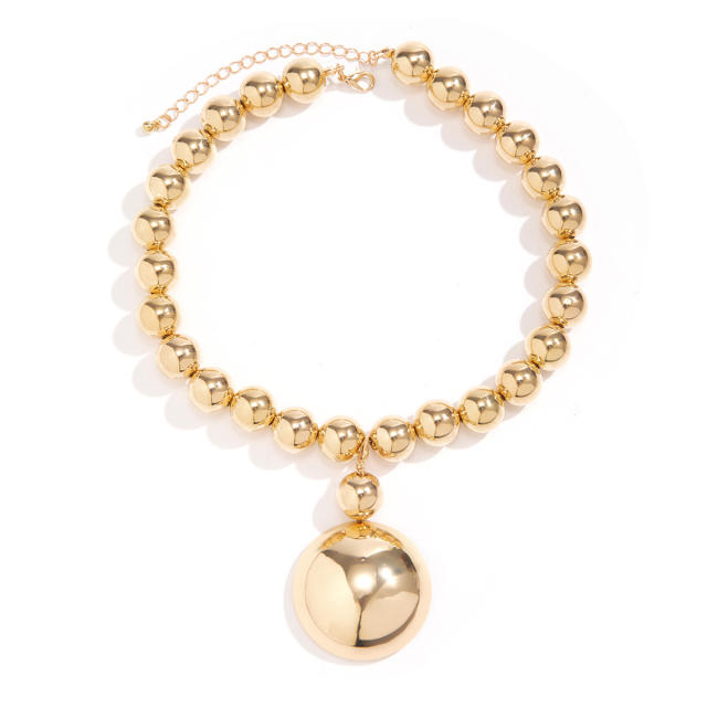 Chunky hiphop gold silver color ball bead women necklace