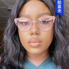 Popular triangle shape contrast color anti blue light reading glasses