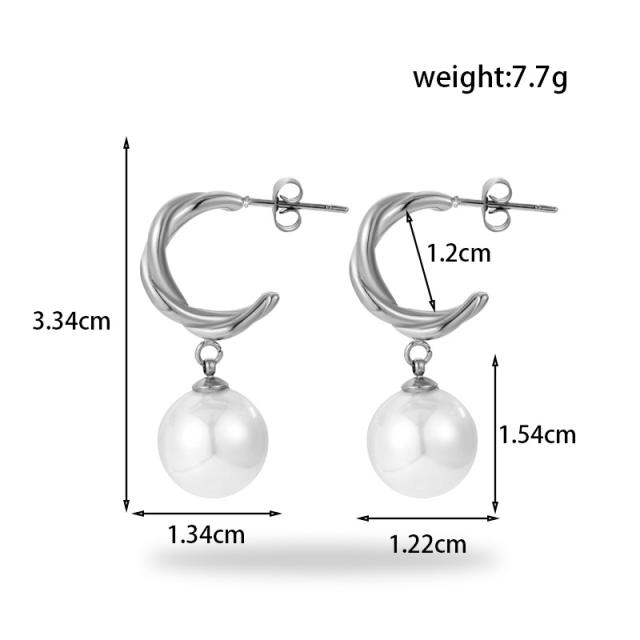 Easy match water drop pearl stainless steel earrings collection