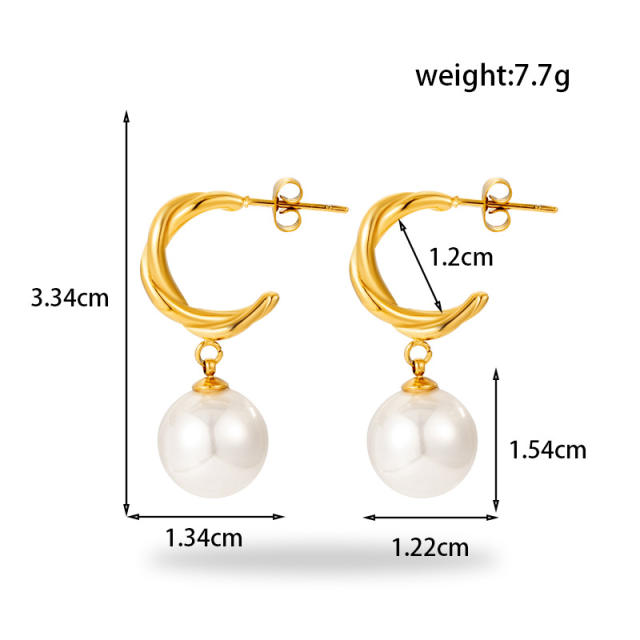 Easy match water drop pearl stainless steel earrings collection