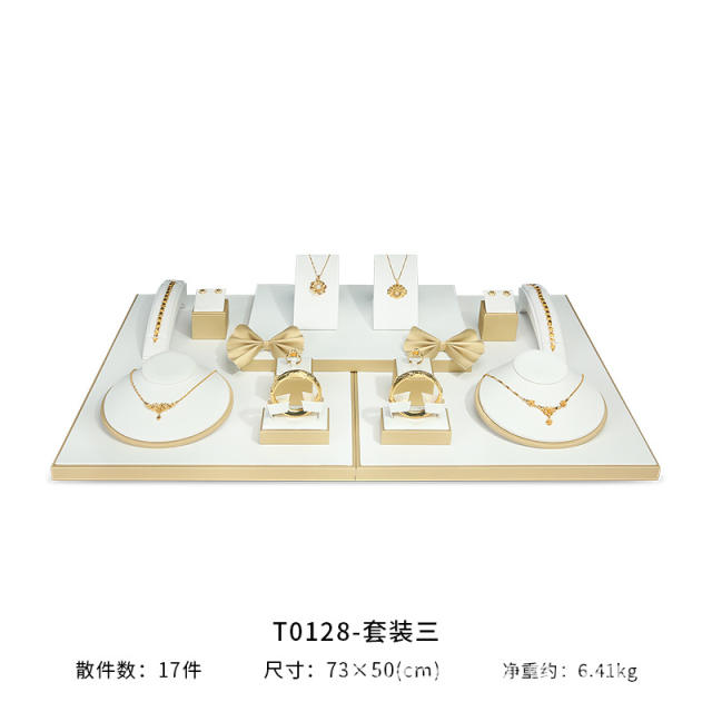 Gold white series jewery display tray stand