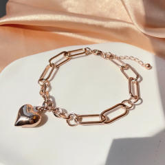 Y2K chunky heart charm stainless steel chain bracelet