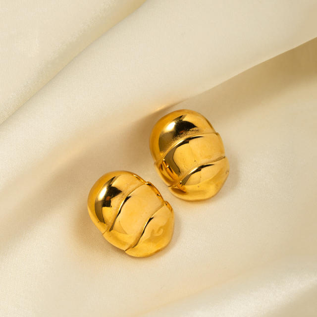 18KG chunky gold color stainless steel women earrings