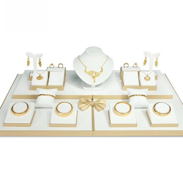 Gold white series jewery display tray stand