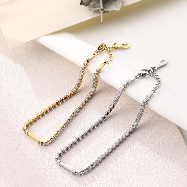Delicate tennis chain stainless steel bracelet diamond bracelet