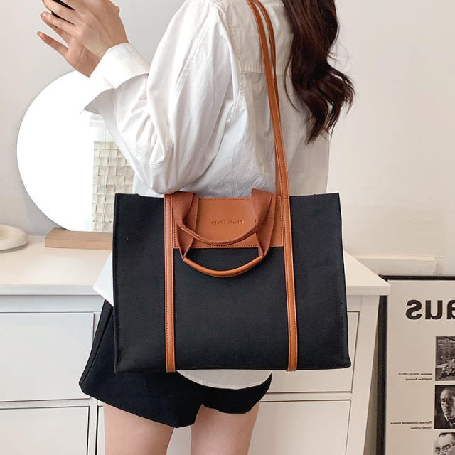 OL plain color high-capacity canvas tote bag