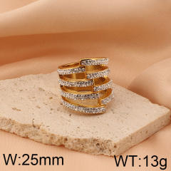 Hiphop chunky rhinetone diamond stainless steel rings