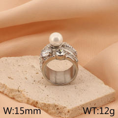 Hiphop chunky rhinetone diamond stainless steel rings