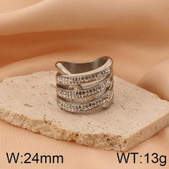 Hiphop chunky rhinetone diamond stainless steel rings