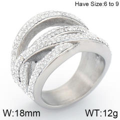 Hiphop chunky rhinetone diamond stainless steel rings